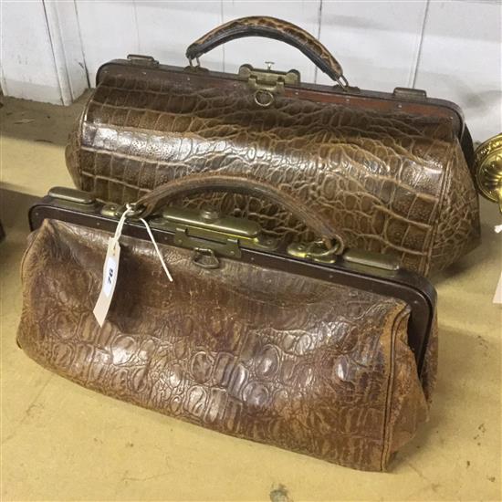 Stamped crocdile Gladstone bag & another similar